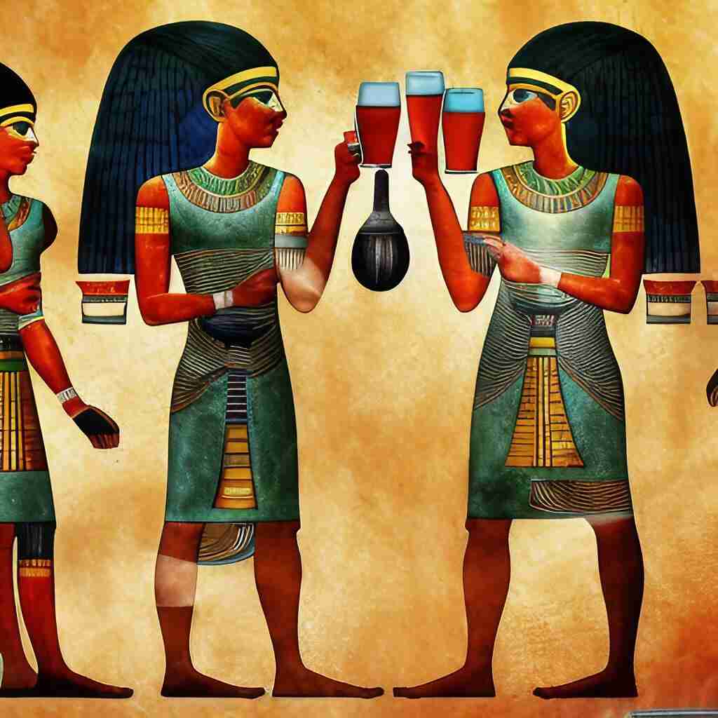 Ancient Egyptians drinking beer