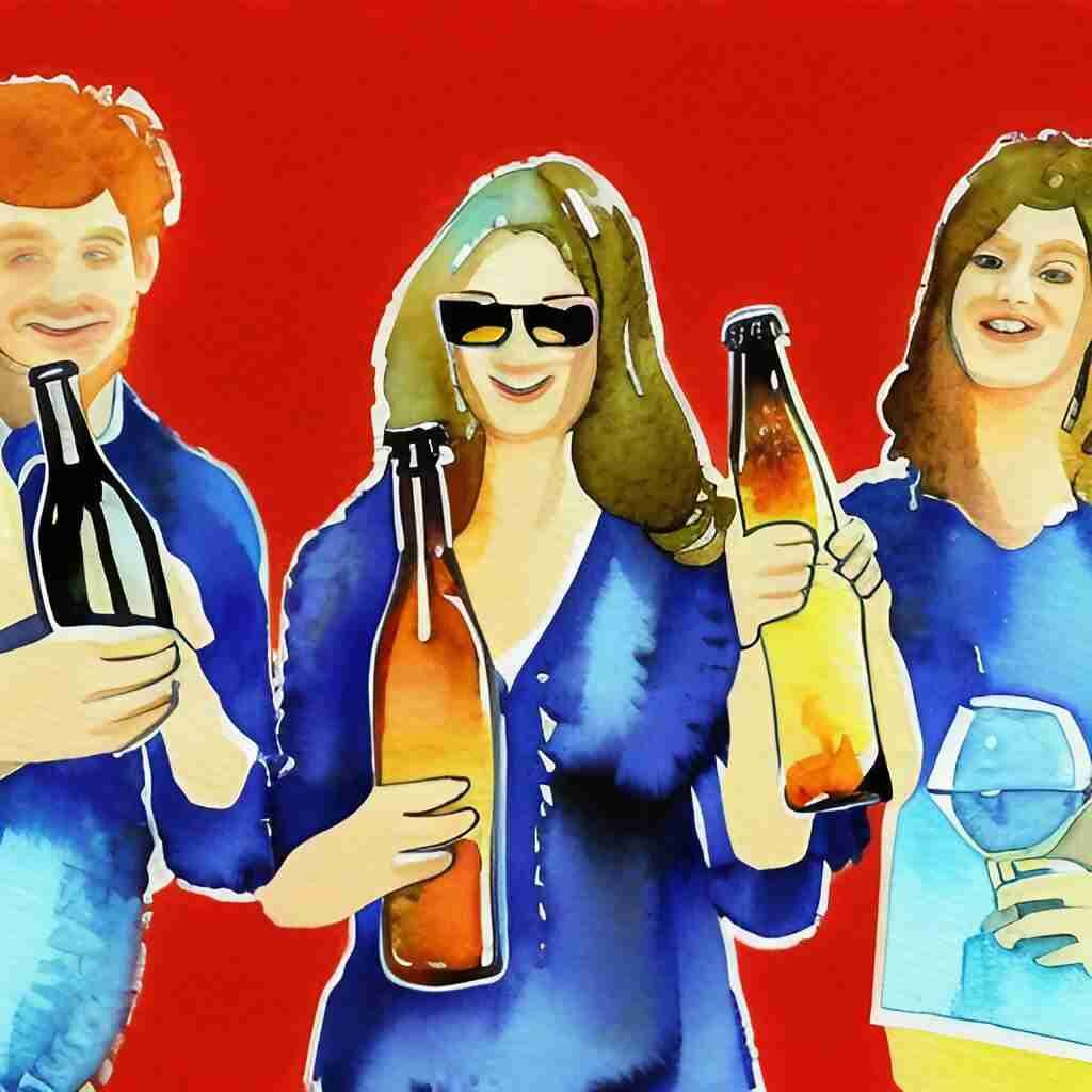 2 ladies and a guy at drinking beer