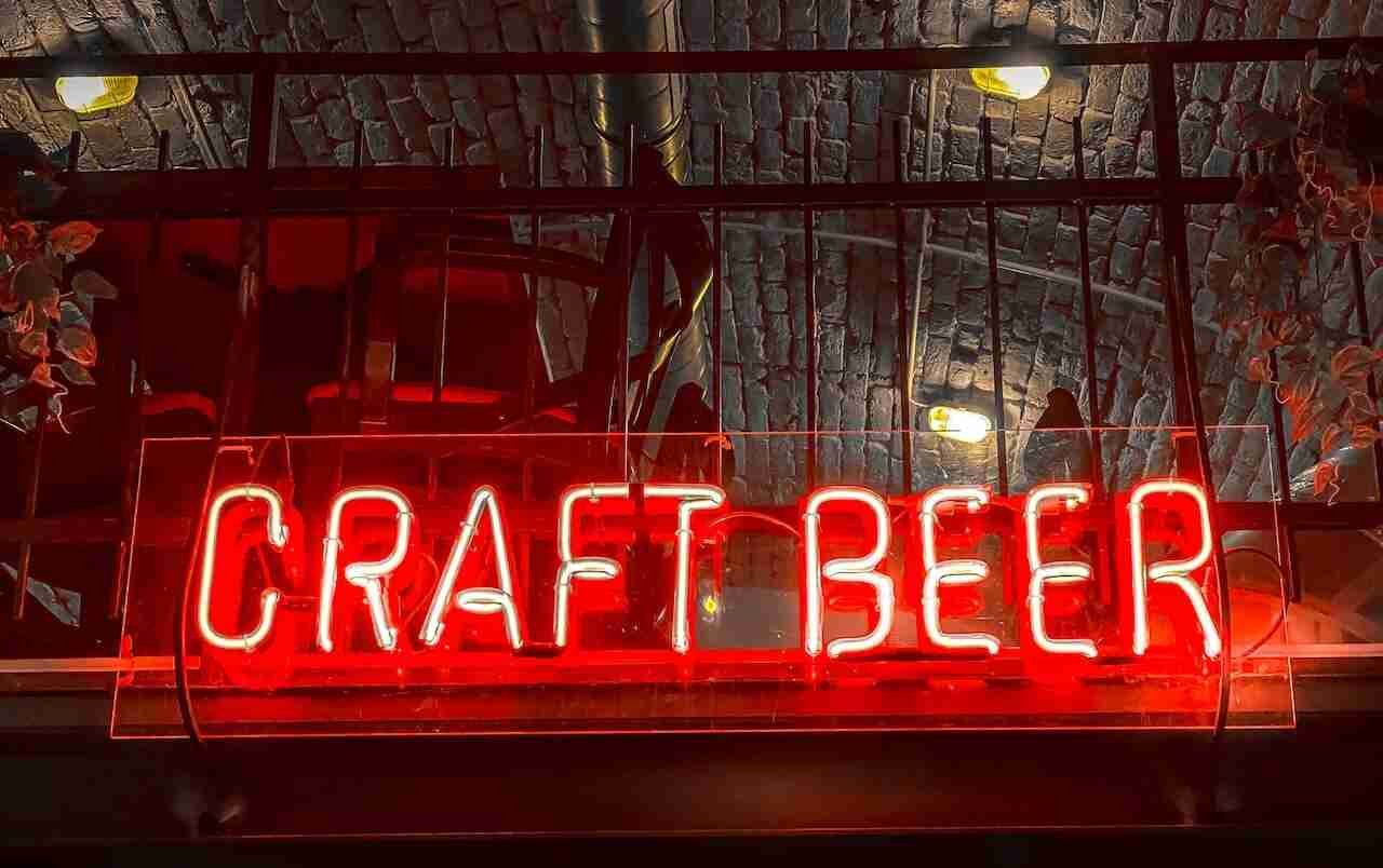 Neon sign at craft beer