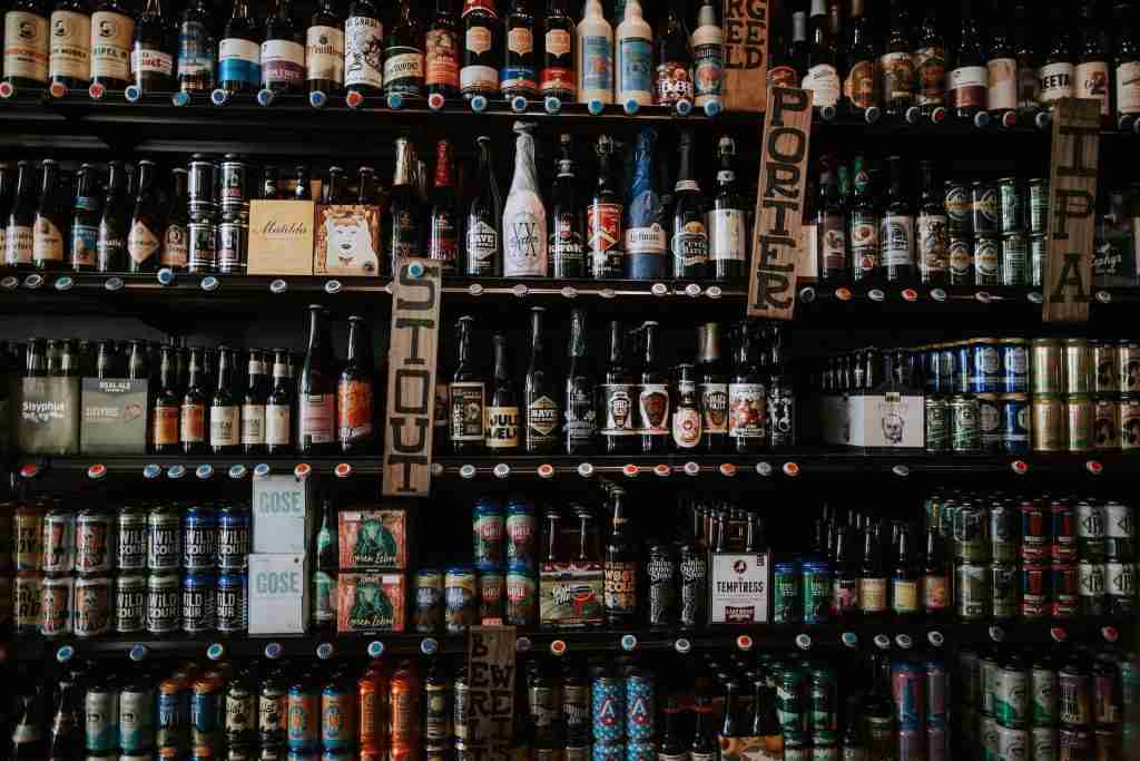 A wall of craft beer