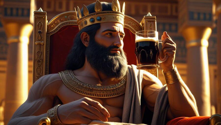 King Gilgamesh drinking beer ()