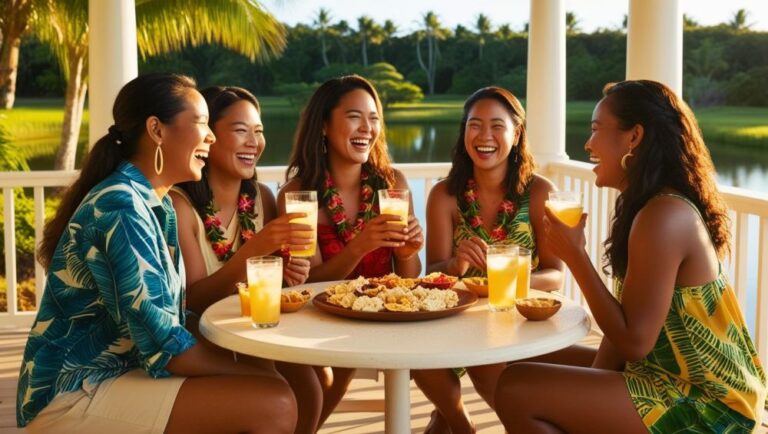 s a group of friends smoking cigars, drinking beer, standing on a porch overlooking a pond