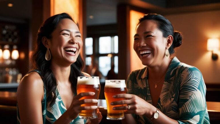 s friends drinking beer in a dark bar ()