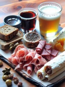 h charcuterie board & beer flight. ()